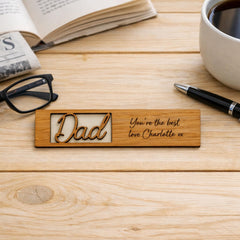 Personalised Dad Wooden Bookmark Father’s Day Gift with Message