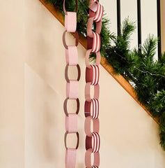 Cheerful Pink and Red Christmas Paper Chains for Festive Home Decor Pack of 48