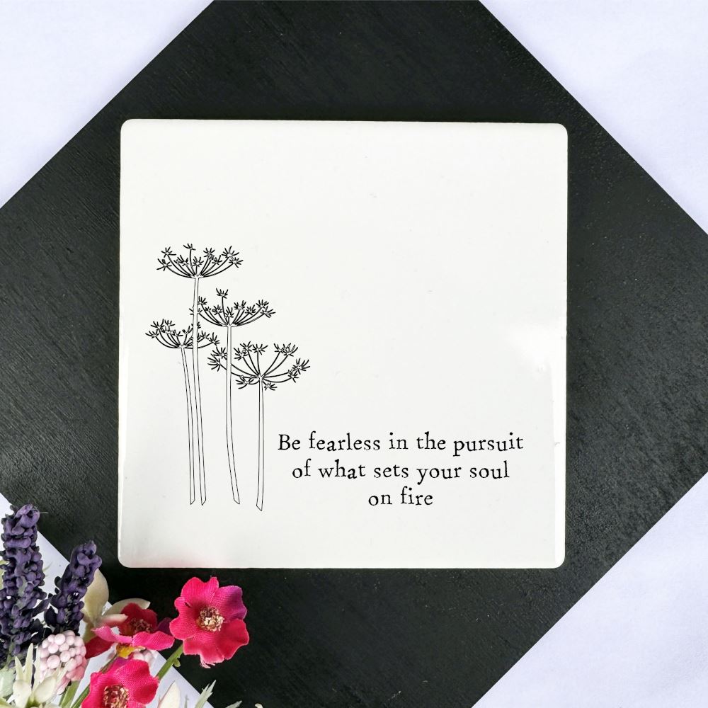 square-porcelain-coaster-be-fearless-keepsake-gift|LLUV174|Luck and Luck| 1