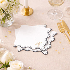 White Black & Gold Birthday Party Napkins – 16 Decorative Pack