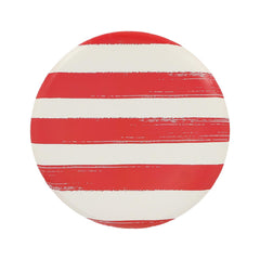 Red & White Striped Paper Plates for Birthday Parties and Celebrations (Pack of 6, 23 cm Diameter)
