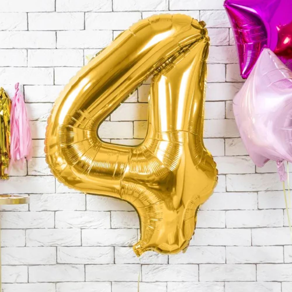 large-foil-gold-number-4-balloon-86cm-birthday-decoration|FB1M-4-019|Luck and Luck| 1