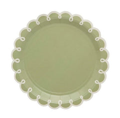 Botanical Paper Plates Green White Party Tableware (Pack of 8, 23cm)