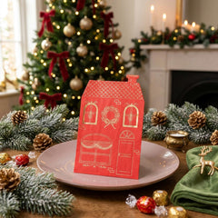 Red Christmas House Paper Napkins Luxury Festive Party Tableware Decor Set of 16