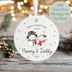 Personalised 1st Christmas Family Bauble - Mummy and Daddy Ornament