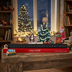 Wood Christmas Advent Slider Stick Man Countdown Green Red Festive Home Decor