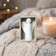 Personalised Angel Matchbox with Porcelain Ornament for Christmas and Remembrance