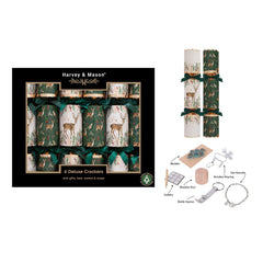 Deluxe Green Deer Christmas Table Crackers Festive Party Tableware Set of 6