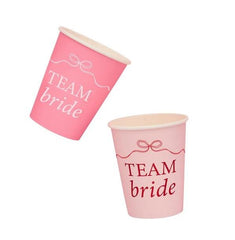 Pink Team Bride Paper Cups Hen Party Tableware (Pack of 8, 8 cm)