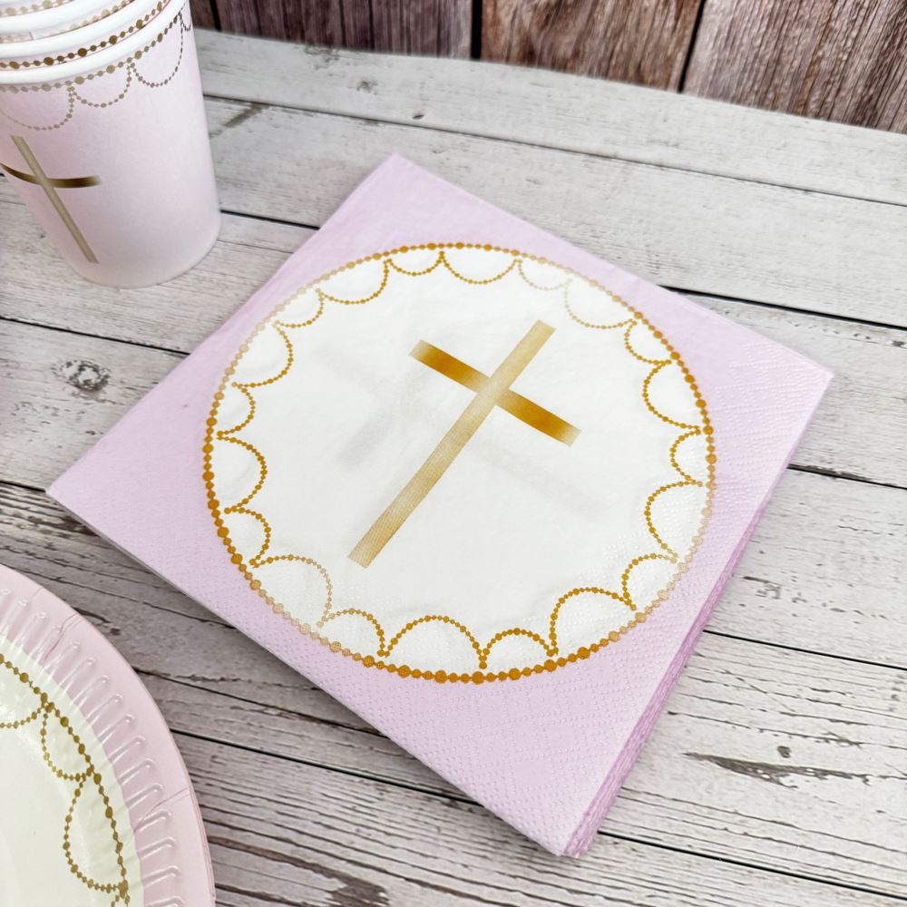 pink-cross-paper-napkins-x-20-christening-baptism-confirmation|9915966|Luck and Luck| 1