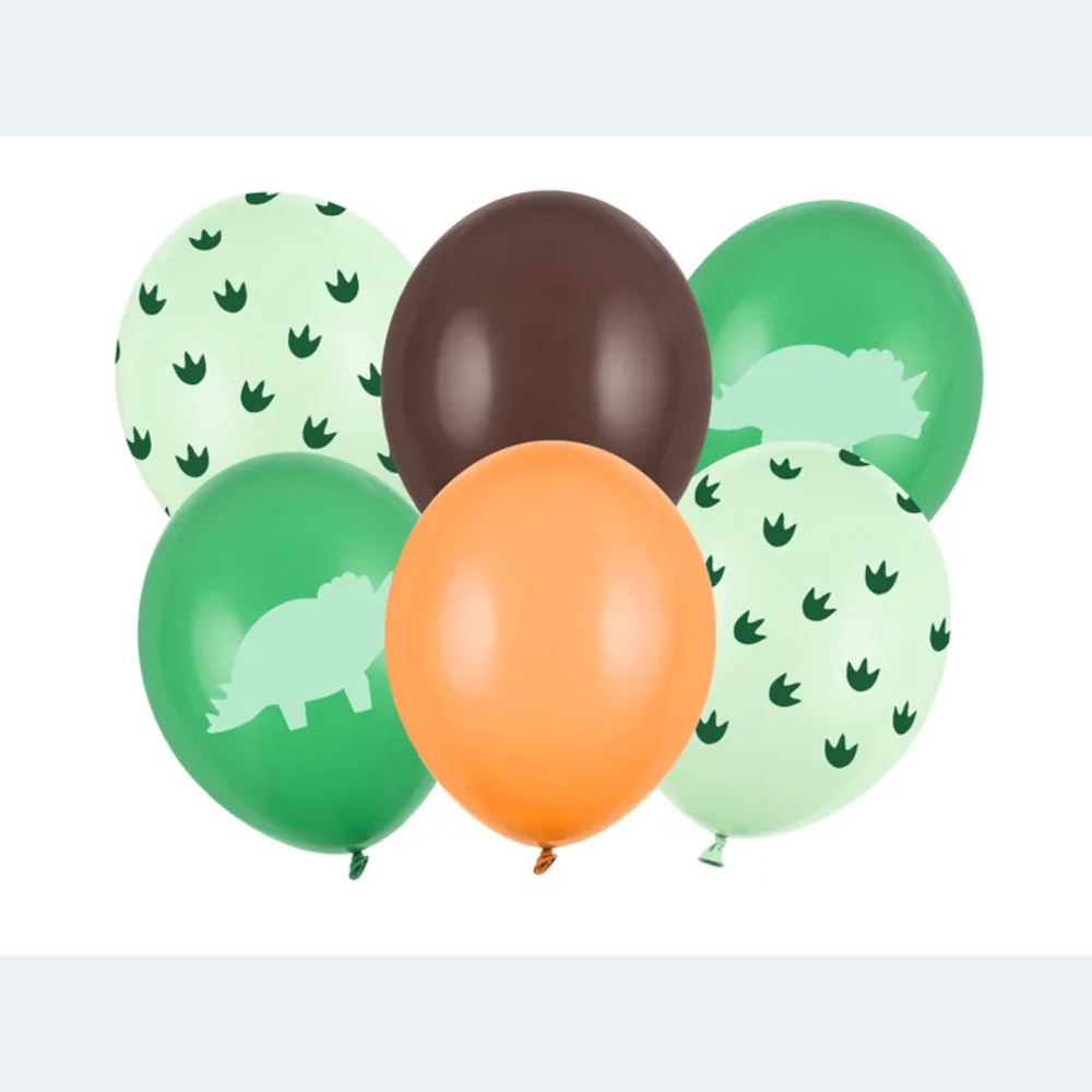 dinosaur-party-balloons-x-6-green-dino-jurassic-party-balloons|SB14P-335-000-6|Luck and Luck| 1