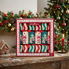 Santa Stripe Christmas Crackers, Green Red Festive Table Decorations, Set of 12