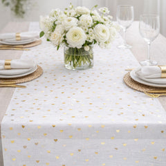Santex Ivory with Gold Heart Table Runner Wedding Anniversary 2.5m