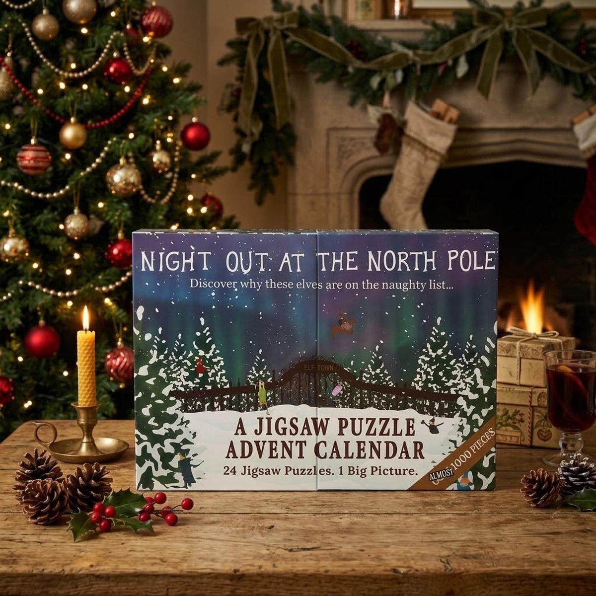Elf Town Jigsaw Advent Calendar with 24 Gift Boxes for Festive Christmas Fun