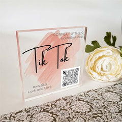 acrylic-block-tik-tok-social-qr-code-small-business-shop-sign|LLUVABSOCIALT|Luck and Luck| 1