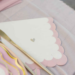 Little Hearts Paper Napkins 16 Pack Pink White Gold Birthday Party