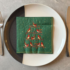 green-christmas-robin-branches-lunch-paper-napkins-x-20-table-decor|L1056020|Luck and Luck| 1