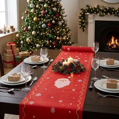 Santa Claus Christmas Table Runner Red Festive Dining Party Table Decoration