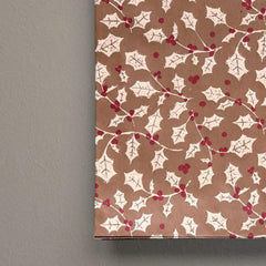 Elegant Red and Brown Large Holly Paper Gift Bags for Christmas Celebrations 50pk
