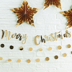 Gold Merry Christmas Bunting Card Bunting Decoration Banner