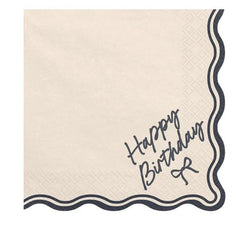 Happy Birthday Bow Paper Napkins for Modern Birthday Parties & Celebration Tables (Pack of 12, 33 cm Unfolded)