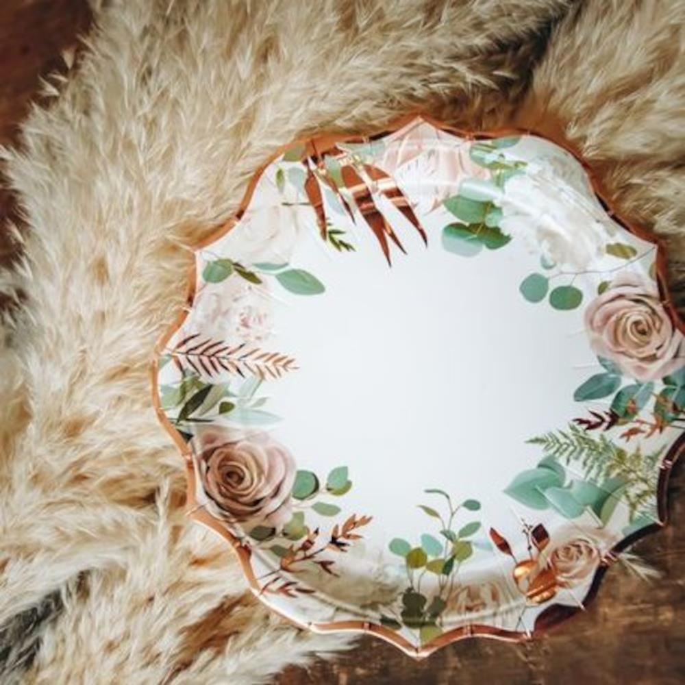 8-rose-gold-foiled-floral-paper-party-wedding-plates|92343|Luck and Luck| 1
