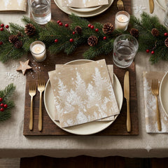 Christmas in the Snow Brown Paper Napkins for Festive Dining (Pack of 20, 12.5 cm)