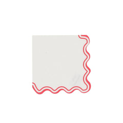 Red & White Scalloped Edge 3 Ply Paper Party Napkins (Pack of 10, 16 cm)