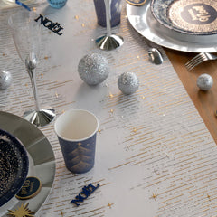 Starry Christmas Cream and Ivory Polyester Dining Table Runner, 36 cm x 2.5 m