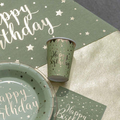 happy-birthday-party-paper-cups-x-10-olive-green|LL674600000103|Luck and Luck| 1