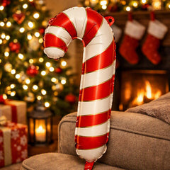 Candy Cane Foil Balloons for Garlands Red White Christmas Party Decor Pack of 5