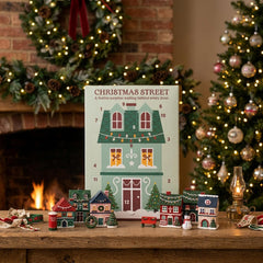 Christmas Street Scene 12-Day Advent Calendar Green Paper Festive Countdown Decor