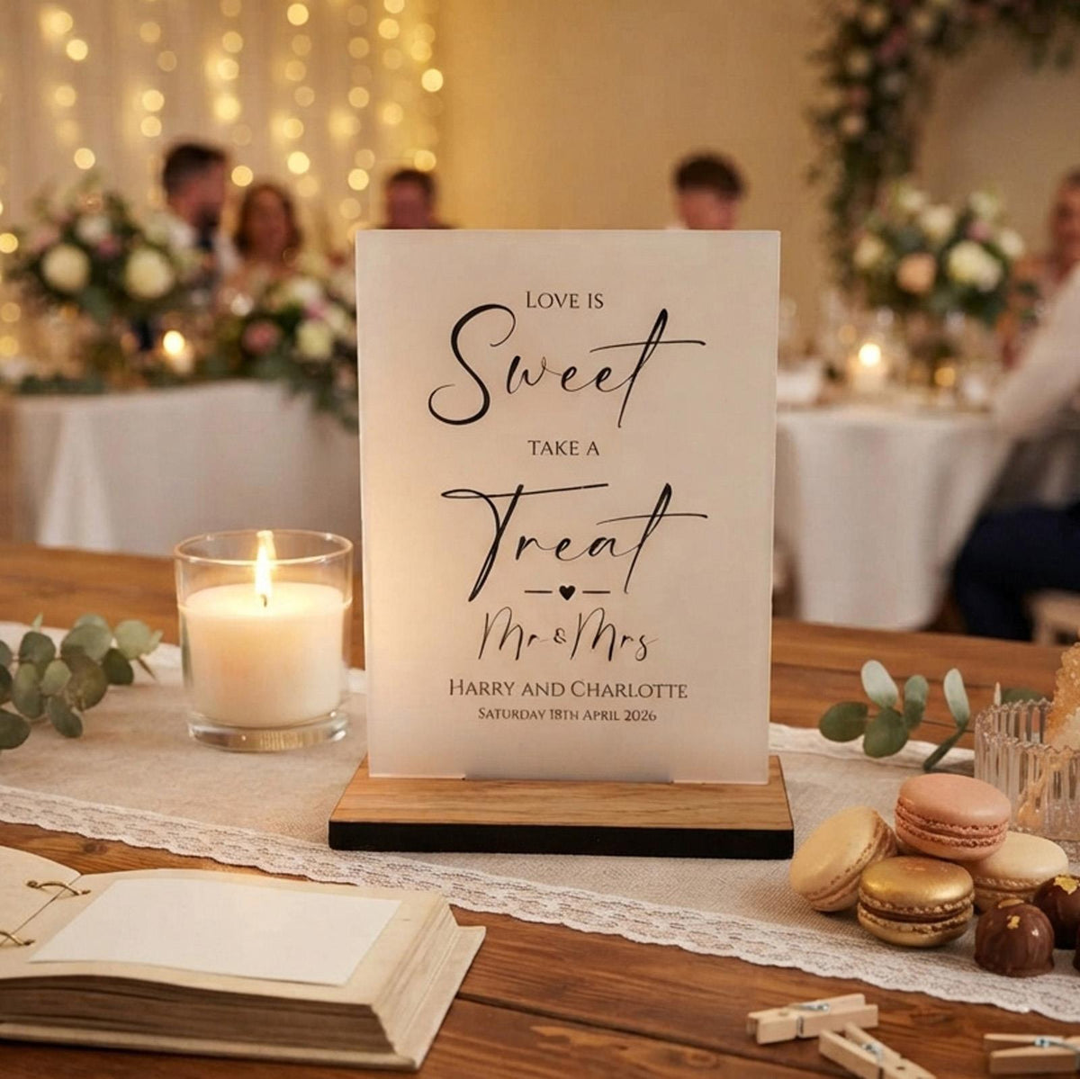 Classic Personalised Love is Sweet Sign - Opaque