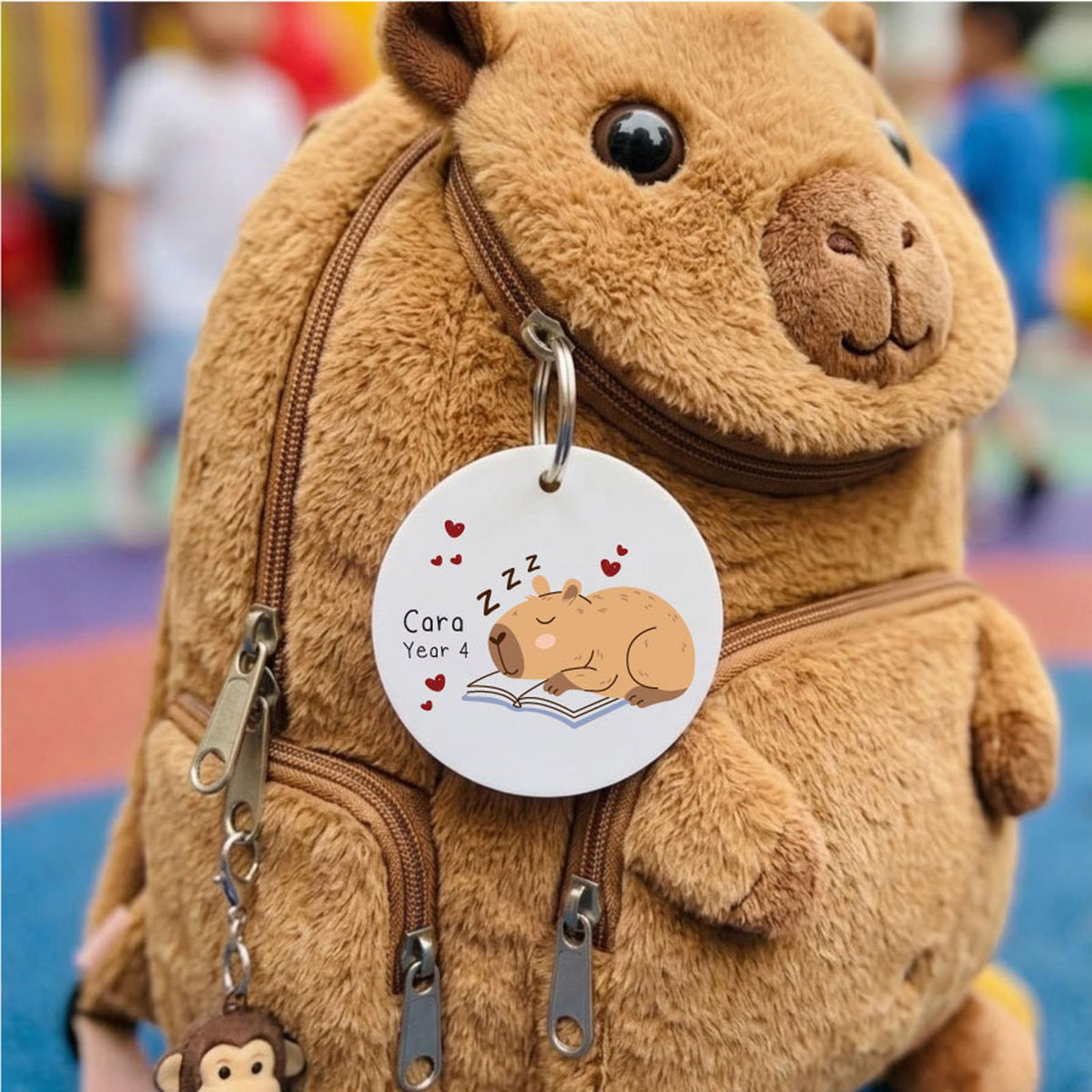 Personalised Capybara Acrylic Bag Tag - Custom Name Colourful Kids Gift Keyring