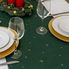 Green Velvet Christmas Table Runner Gold Stars Festive Dining Decor 3m