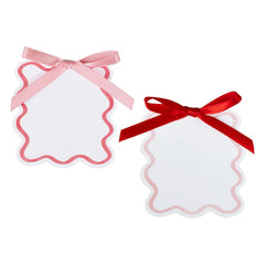 Wavy Place Cards in Pink and Red Bows for All Occasions 10pk
