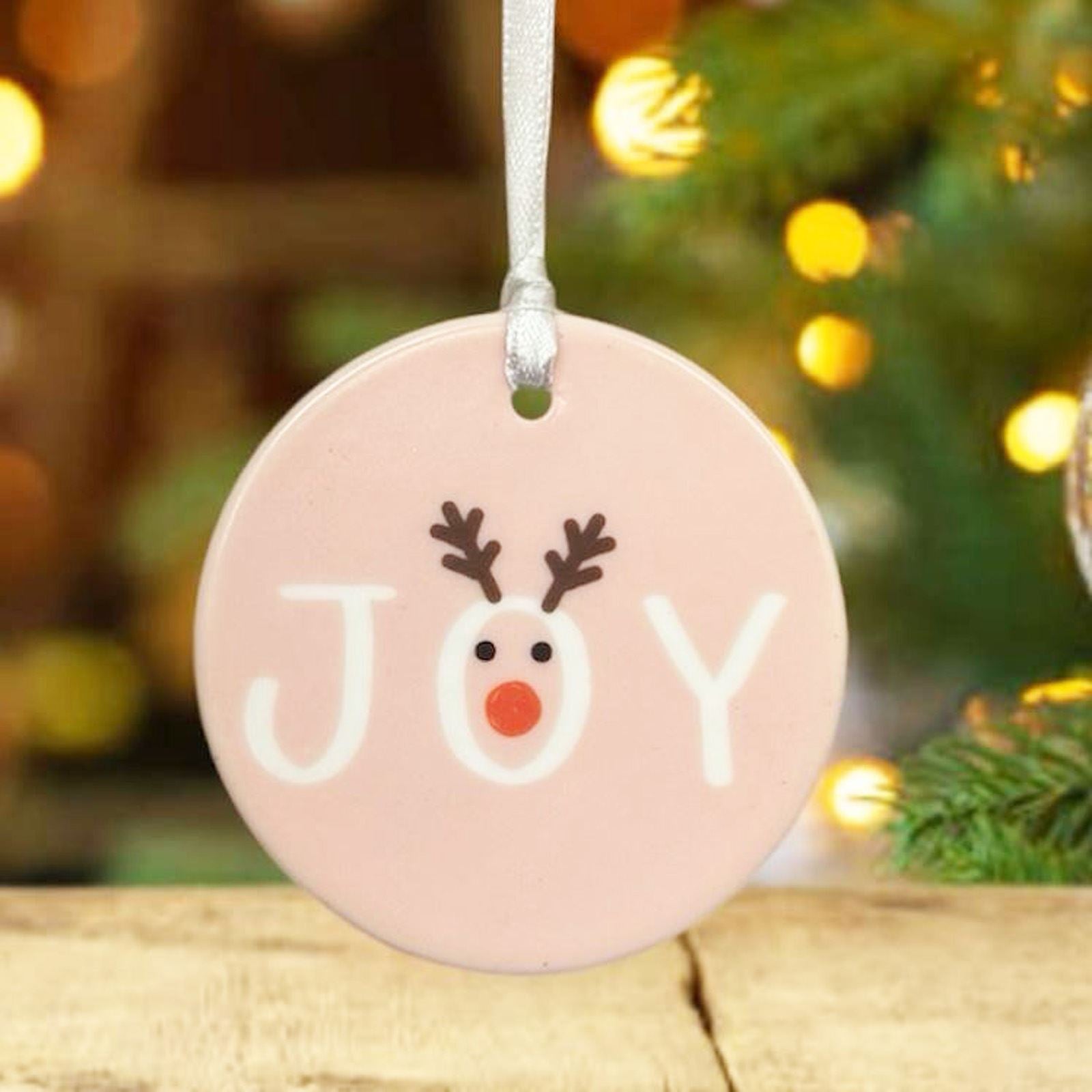 personalised-christmas-porcelain-bauble-pink-joy-with-reindeer-gift|LLUVPORC16|Luck and Luck| 1