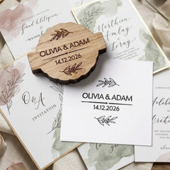 Personalised Wedding Rubber Stamp - Custom Name and Date Rustic Couples Craft