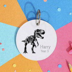 Personalised Dinosaur Acrylic Bag Charm - Custom Name Colourful Kids Gift Idea Keyring
