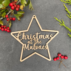Personalised Wooden Star Christmas Decoration with Name for Festive Home Styling