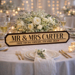 Luck and Luck Personalised Wooden Wedding Road Sign Custom Name