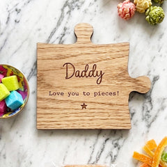Personalised Daddy Wooden Coaster Gift Rustic Design (11.5cm)