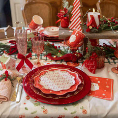 Red Hohoho Christmas Paper Plates Festive Party Tableware Decorations Set of 8