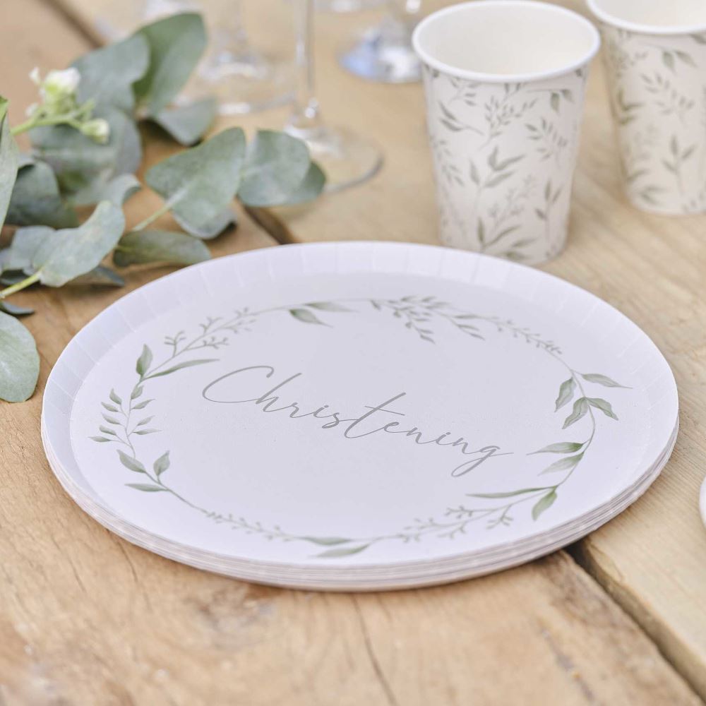 botanical-wreath-christening-paper-plates-x-8|CT-106|Luck and Luck| 1