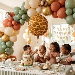 Giraffe Print Foil Balloon Kids Party Decoration Brown Orange 75cm