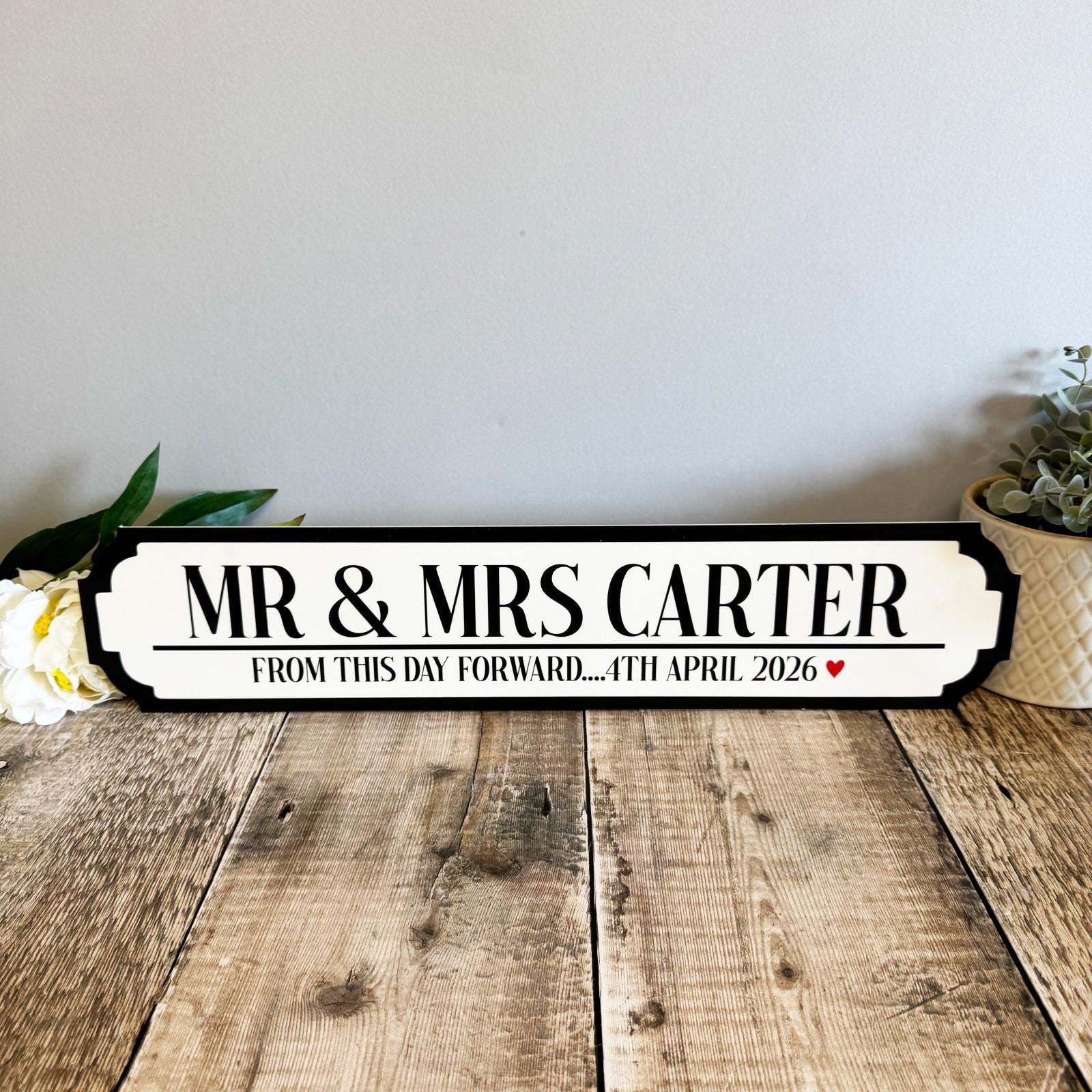 personalised-wedding-road-sign-from-this-day-forward-mr-and-mrs|LLUVWEDROADSIGND3|Luck and Luck| 1