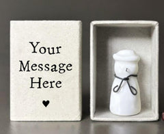 Personalised Christmas Snowman Matchbox with Porcelain Ornament and Message