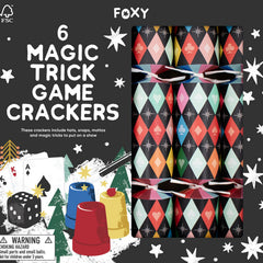 Abracadabra Magic Game Christmas Crackers Multicoloured Festive Tableware Set of 6