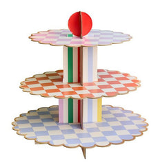 Playful Brights 3 Tier Paper Cake Stand For Birthday Dessert Tables (36 cm)