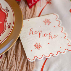 Cream Red Hohoho Christmas Paper Napkins Festive Party Tableware Decor Set of 16